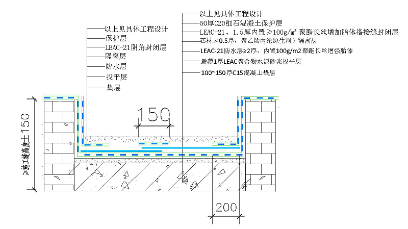 隔離層防水節(jié)點做法中核leac